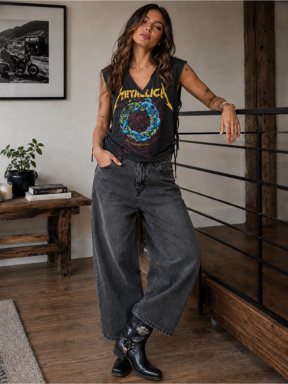 Free People x DAYDREAMER METALLICA THE STRUGGLE WITHIN BAND TEE (modified)